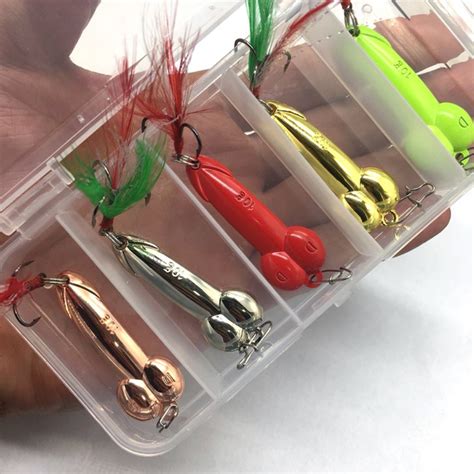 5pcs box hard vib metal wobble fish|5Pcs/Box Hard Metal Wobble Fish Lures Spoon Lure W/ Feather .